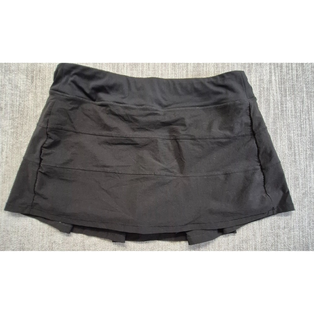 Lululemon women's black pleated athletic tennis skort golf skirt LG (10) Stretch